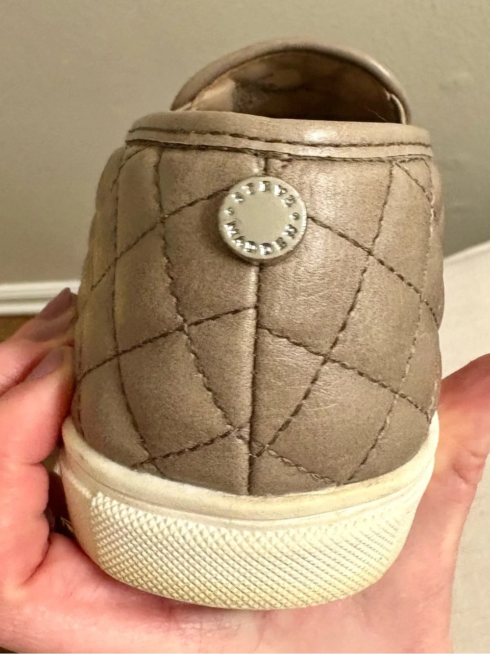 Steve Madden Taupe Quilted Slip-On Sneakers